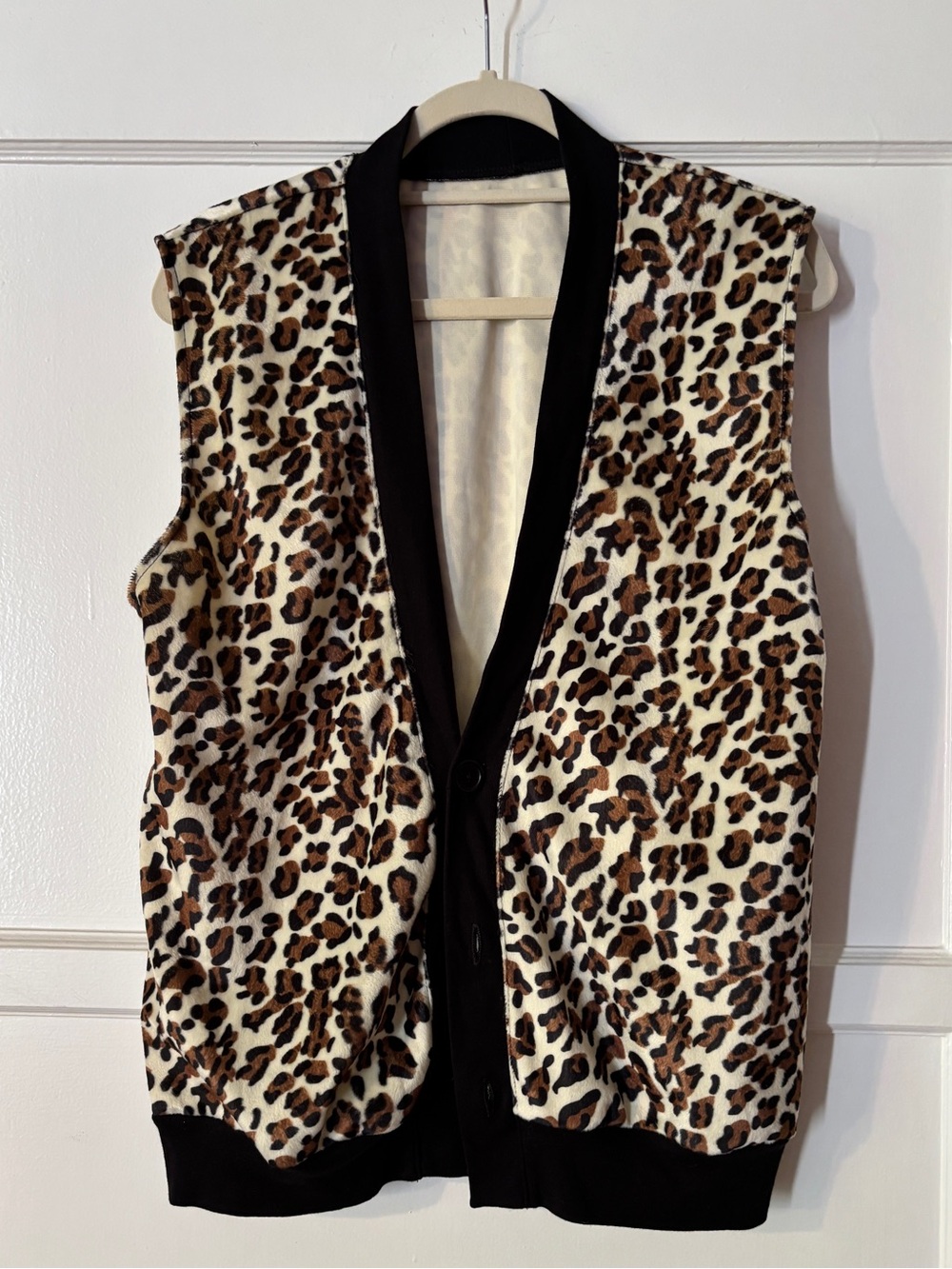 FERRIS BULLER Leopard Print Sleeveless Cardigan Vest - Brown/Black/cream